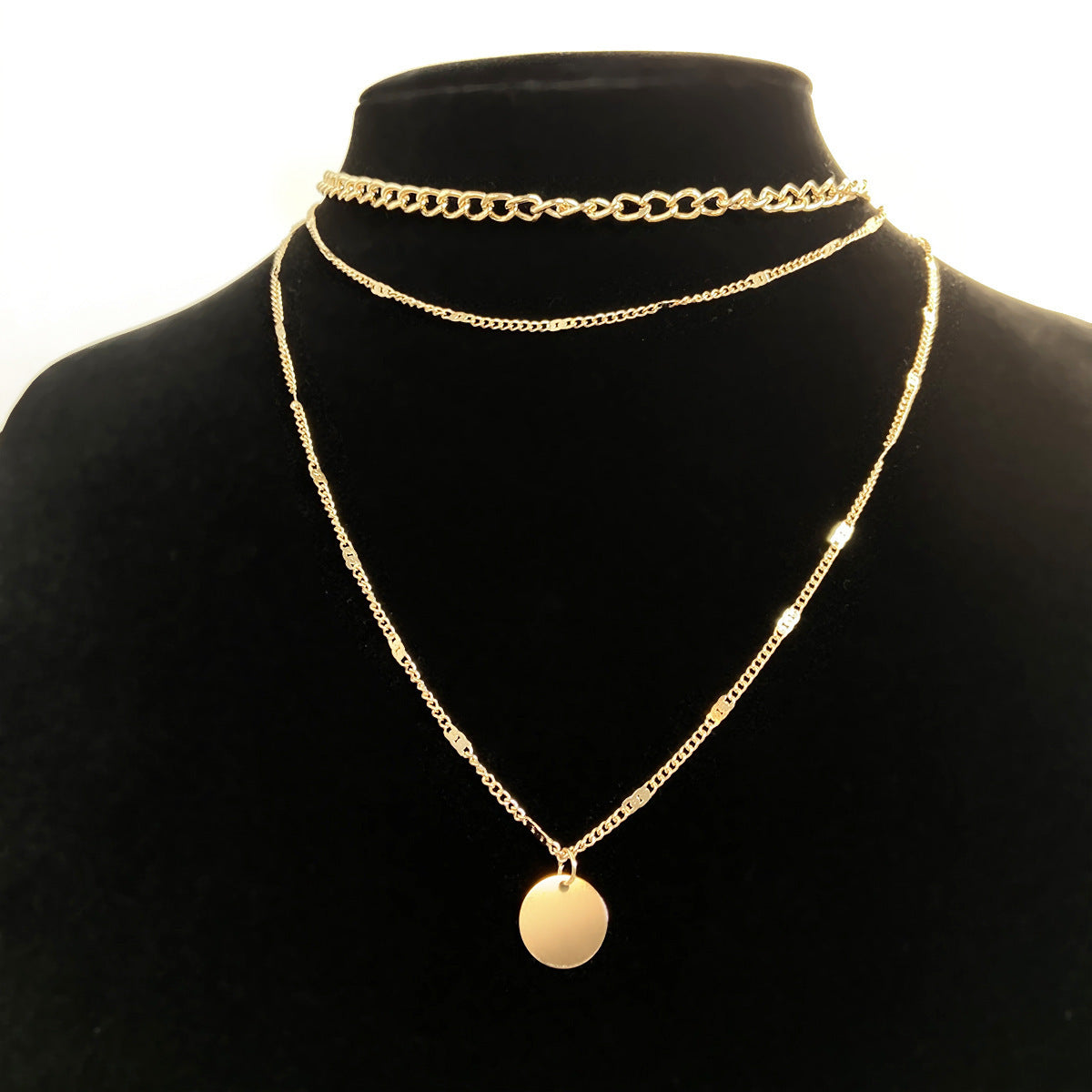 Fashion Disc Pendant Clavicle Necklace, Chains Personality Jewelry