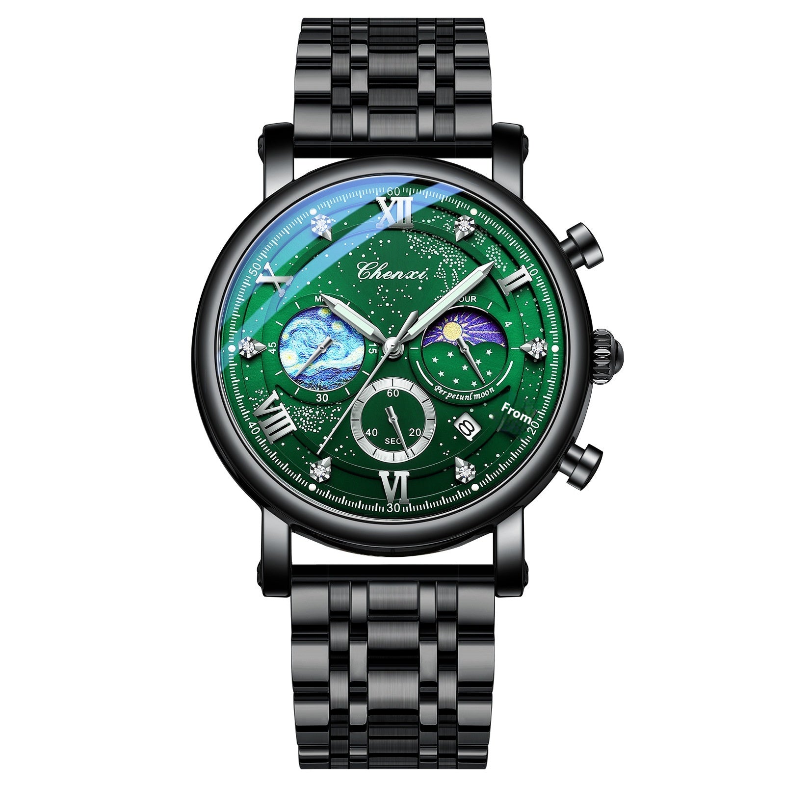 Multifunctional Luminous Moon Phase Calendar Watch