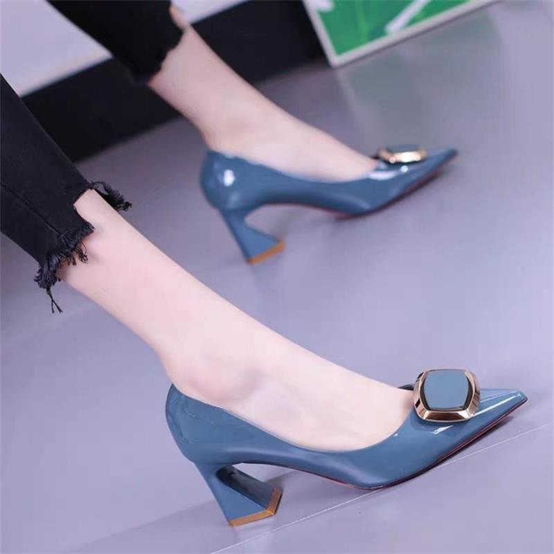 Shallow Mouth Pointed Mid Heel Women's Shoes