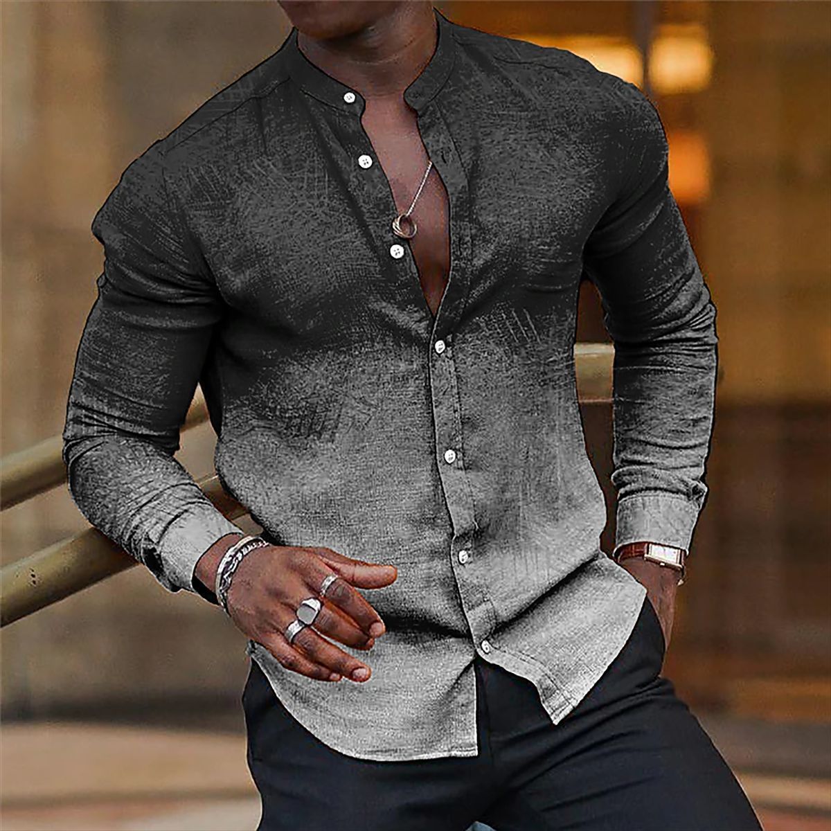 Long Sleeve Stand Collar Shirt