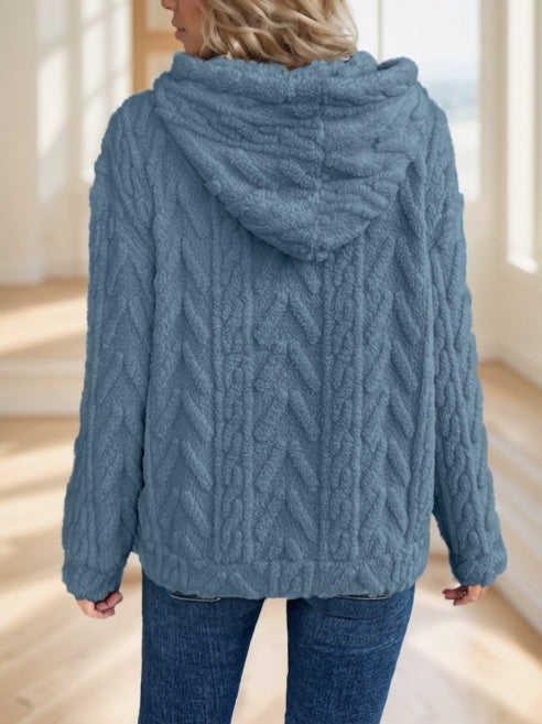 Olid Teddy Bear Textured Hoodie Sweatshirt