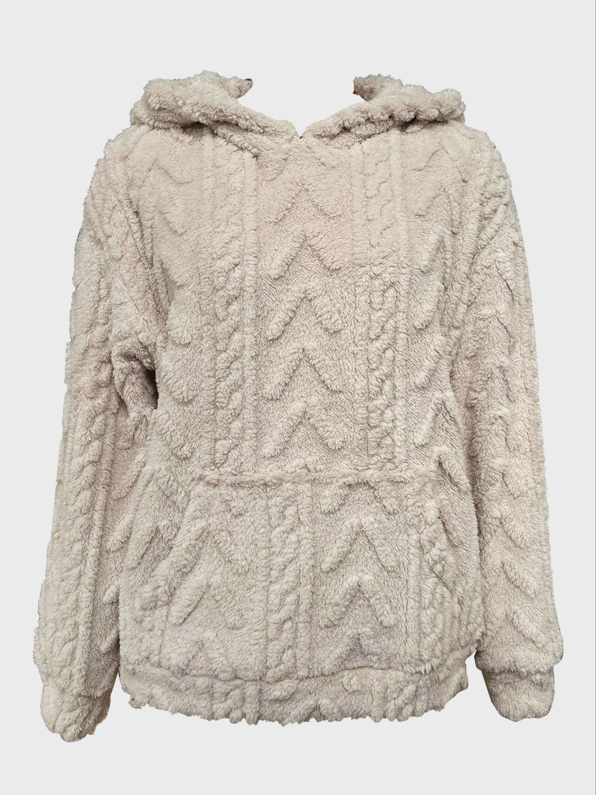 Olid Teddy Bear Textured Hoodie Sweatshirt