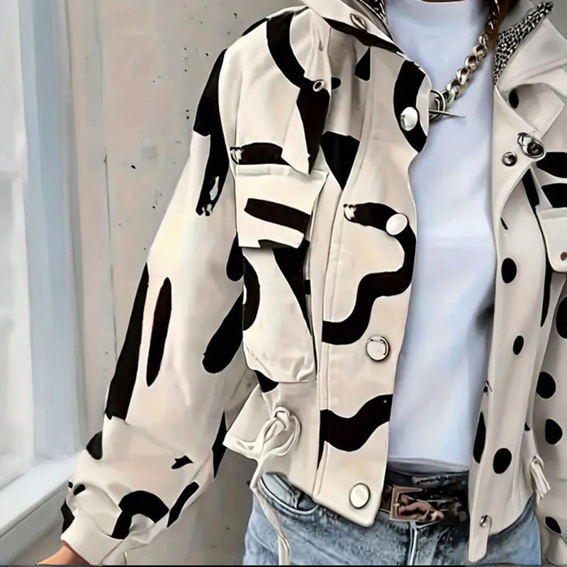 Spring&Fall Drawstring Hem Short Jacket