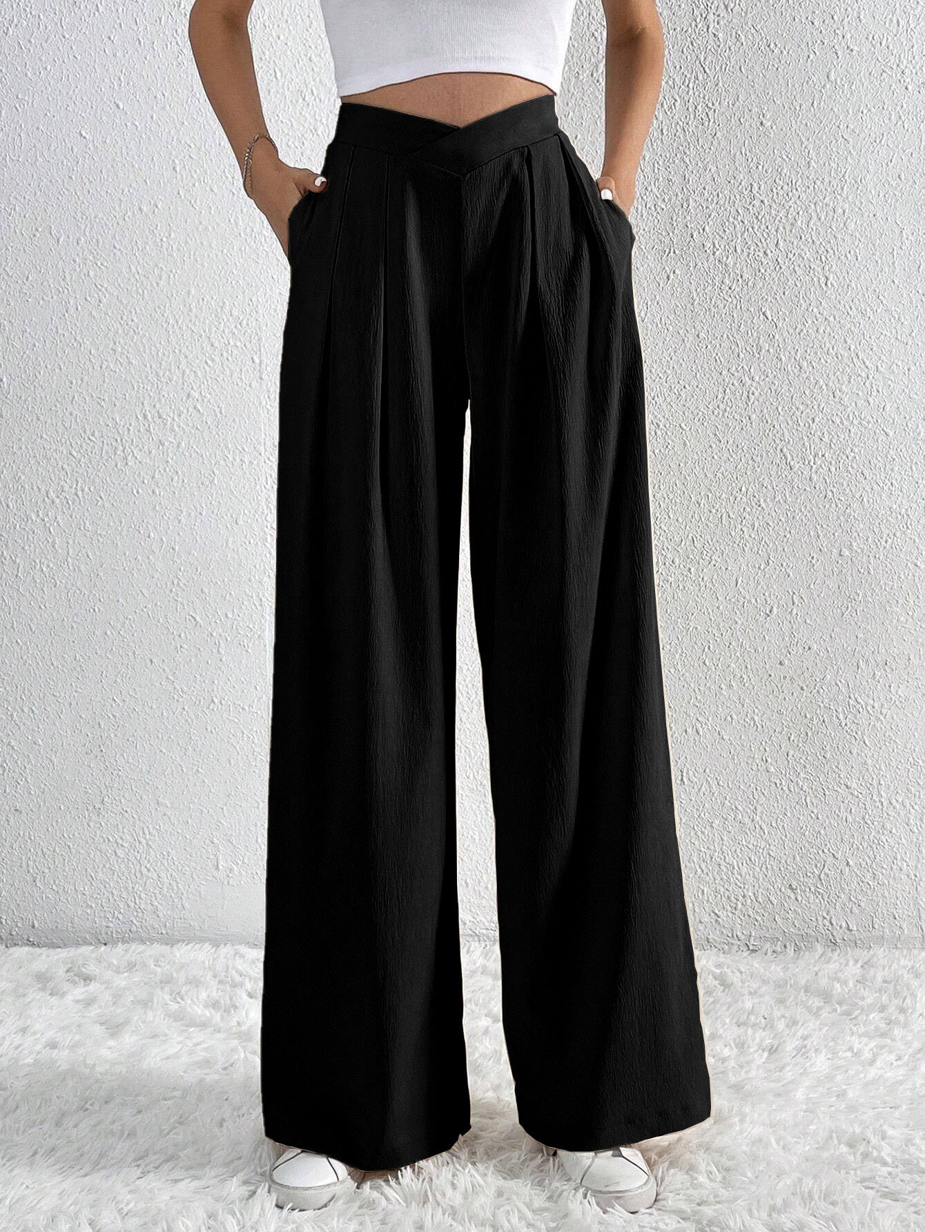 Summer New Solid Color Pleated Wide-leg Pants Trousers