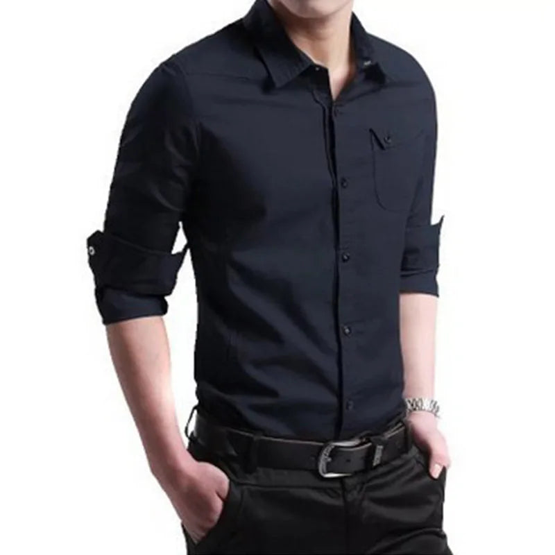Men's Business Casual Long Sleeve Shirt