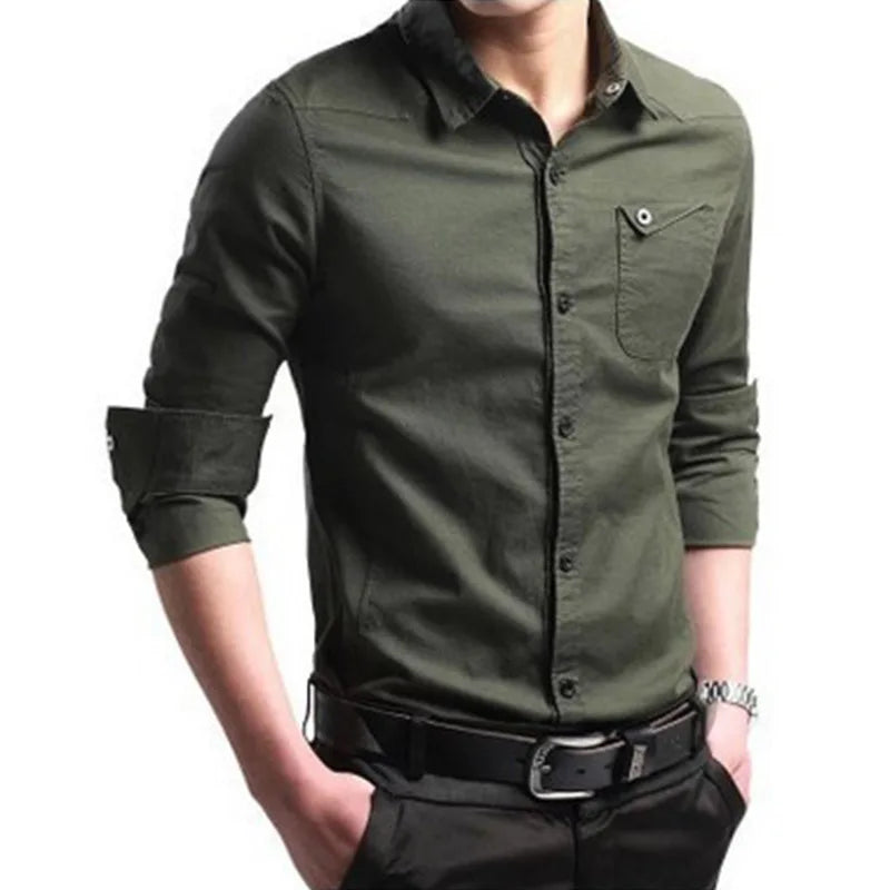 Men's business casual long sleeve shirt in cotton with smart casual styling