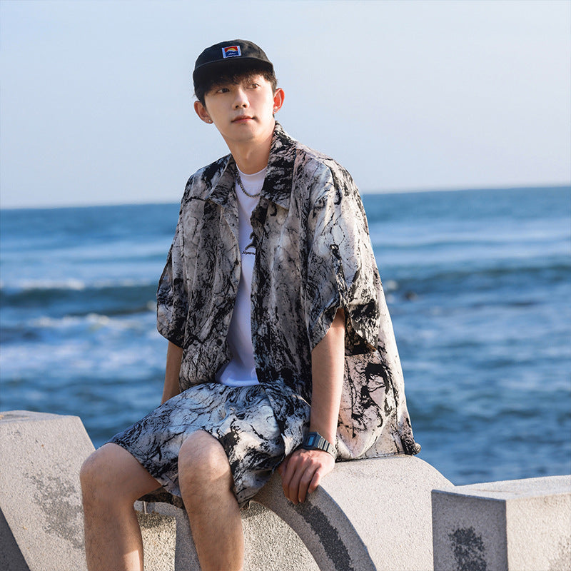 Ice Silk Tie-dye Sports Suit Men's