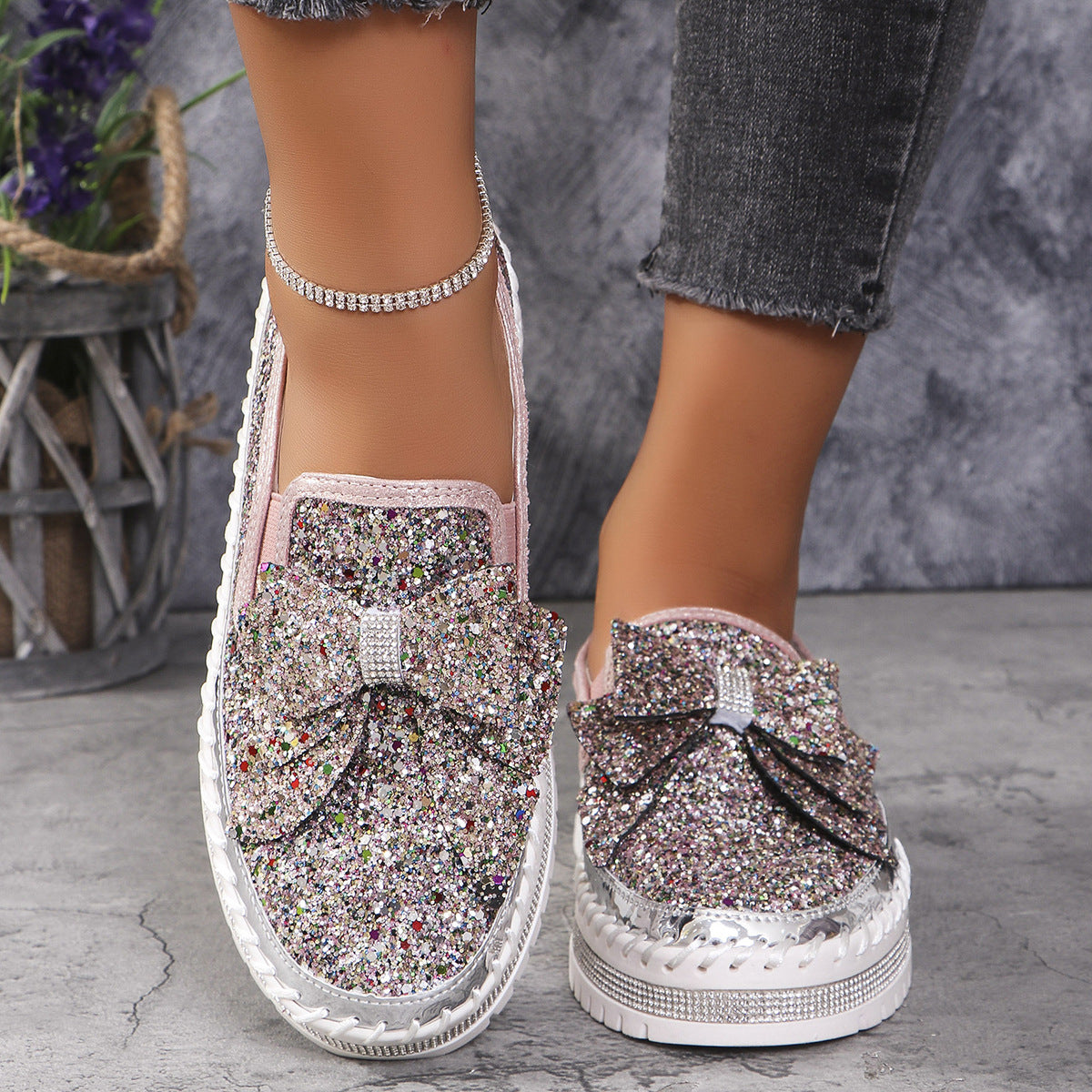 Women's Rhinestone Platform Loafers