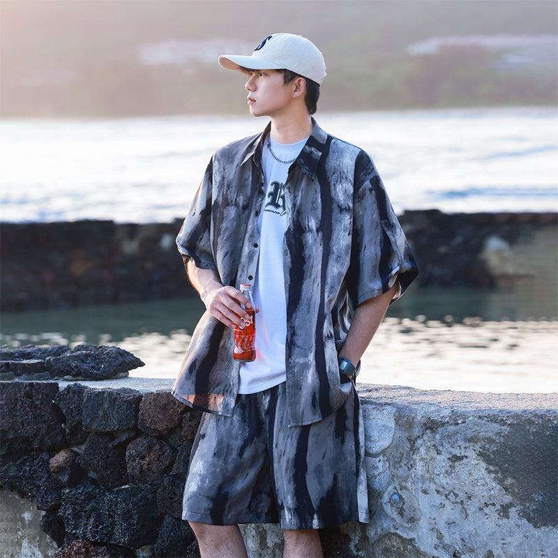 Ice Silk Tie-dye Sports Suit Men's