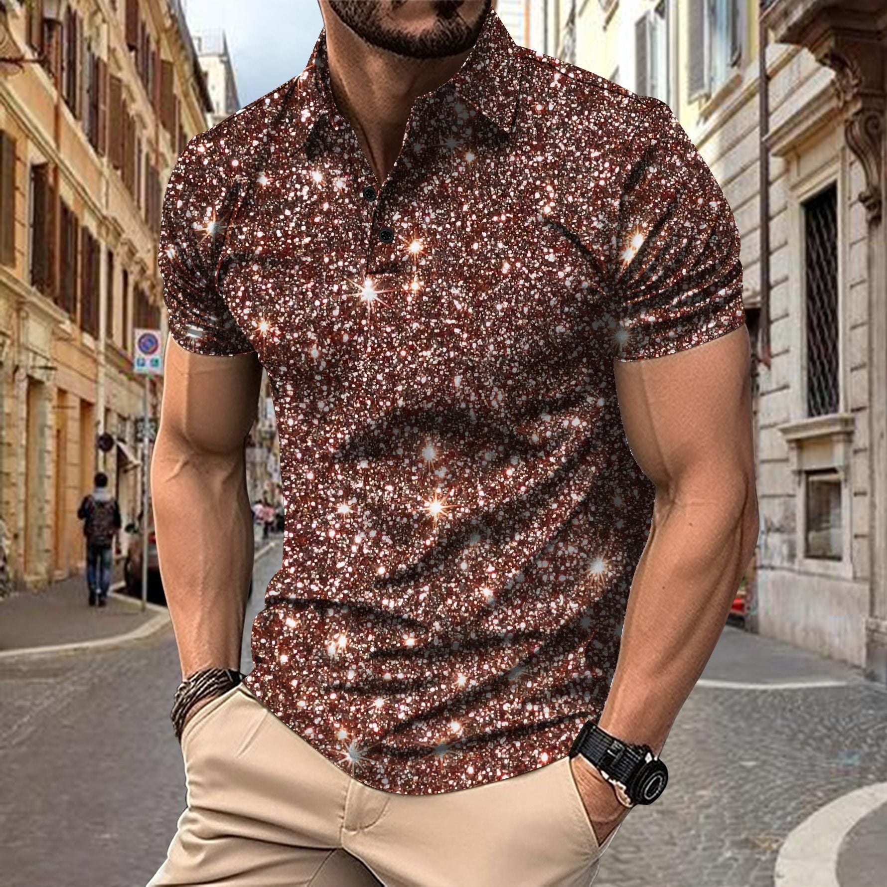 Polo Shirt Digital Printing Button Street Casual T-shirt