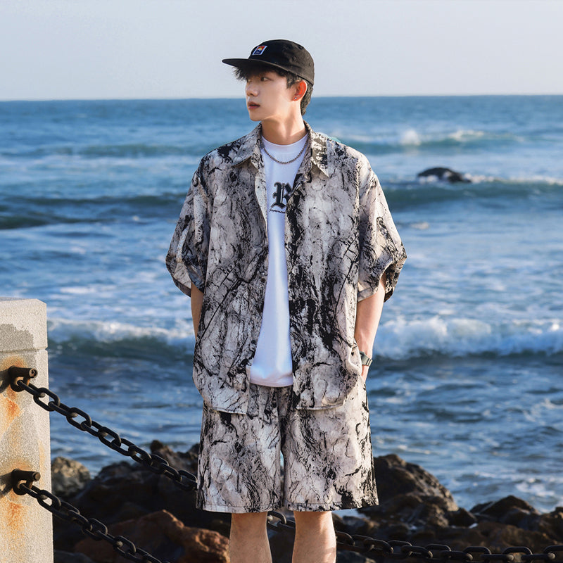 Ice Silk Tie-dye Sports Suit Men's