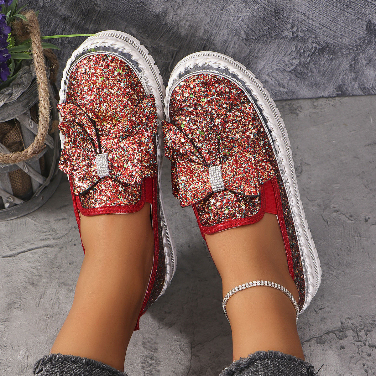 Women's Rhinestone Platform Loafers