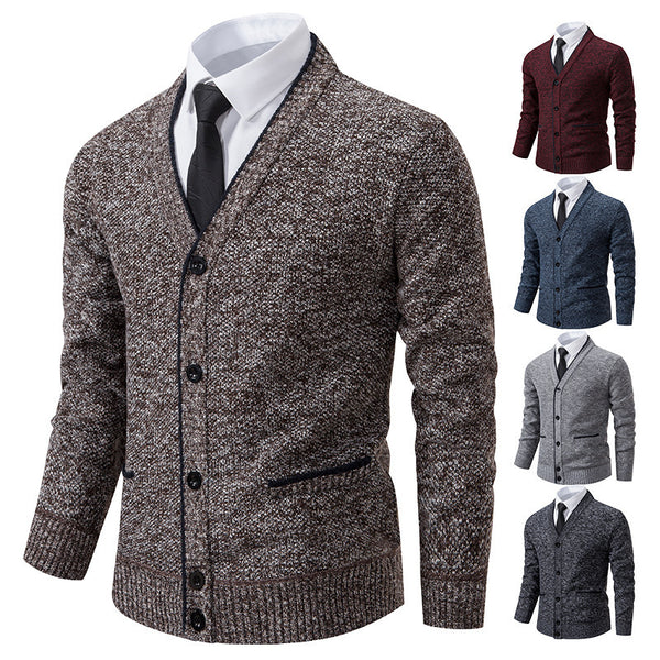 Fleece-lined Youth Stand Collar Cardigan Coat