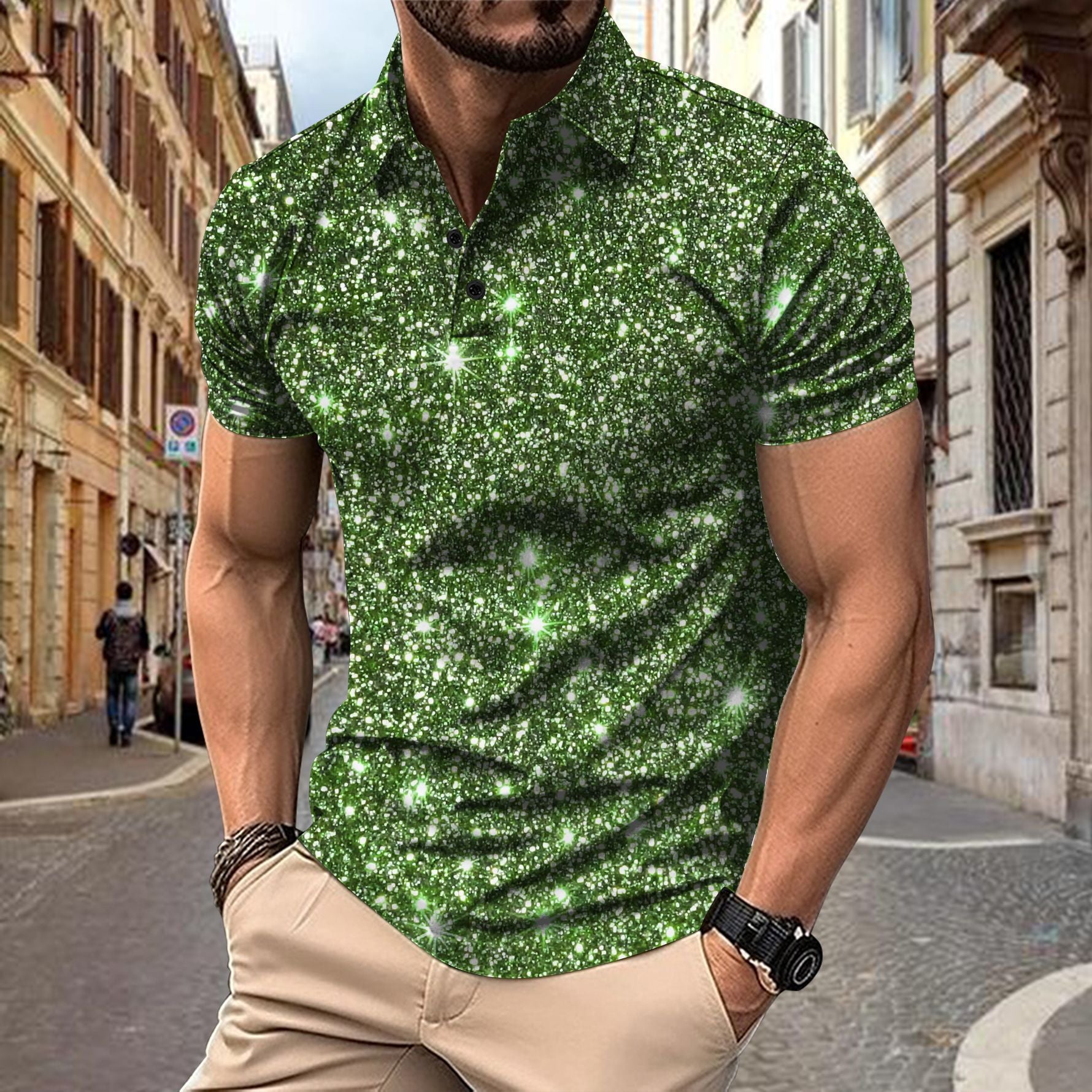 Polo Shirt Digital Printing Button Street Casual T-shirt