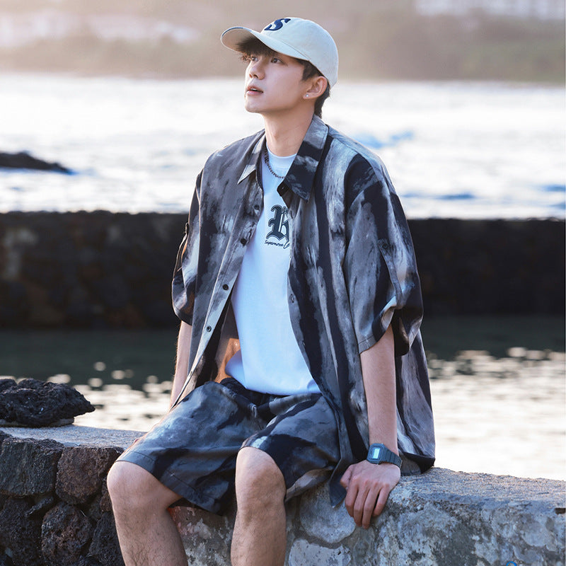 Ice Silk Tie-dye Sports Suit Men's