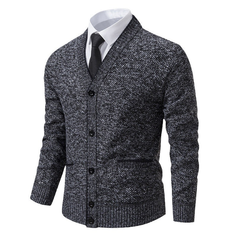 Fleece-lined Youth Stand Collar Cardigan Coat