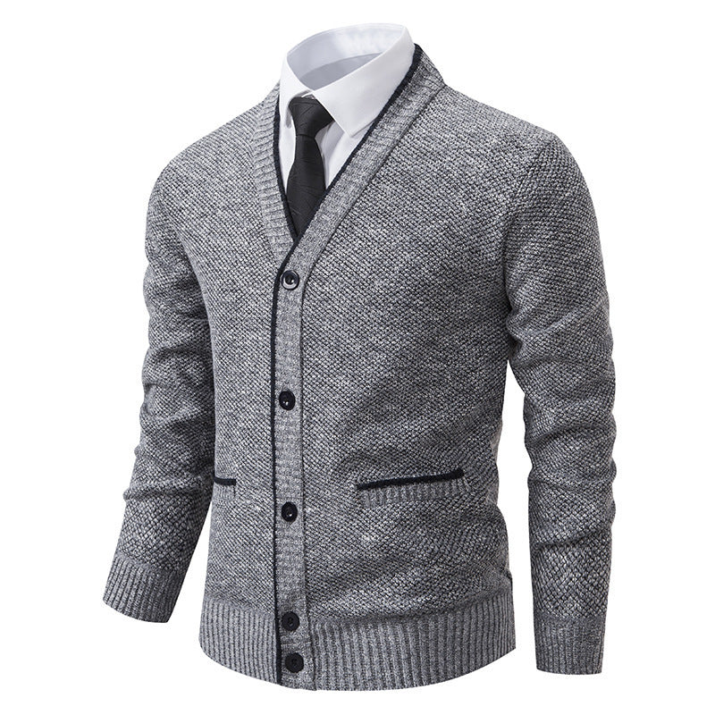 Fleece-lined Youth Stand Collar Cardigan Coat