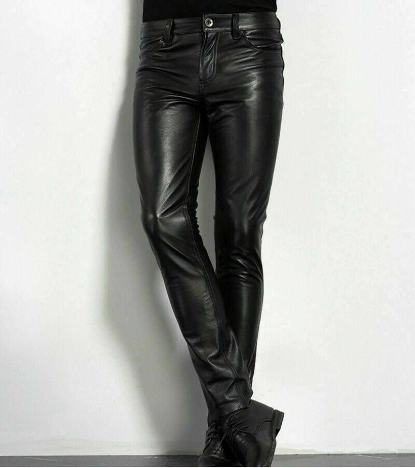 Men's Faux Leather Pants – Slim Fit Moto Streetwear
