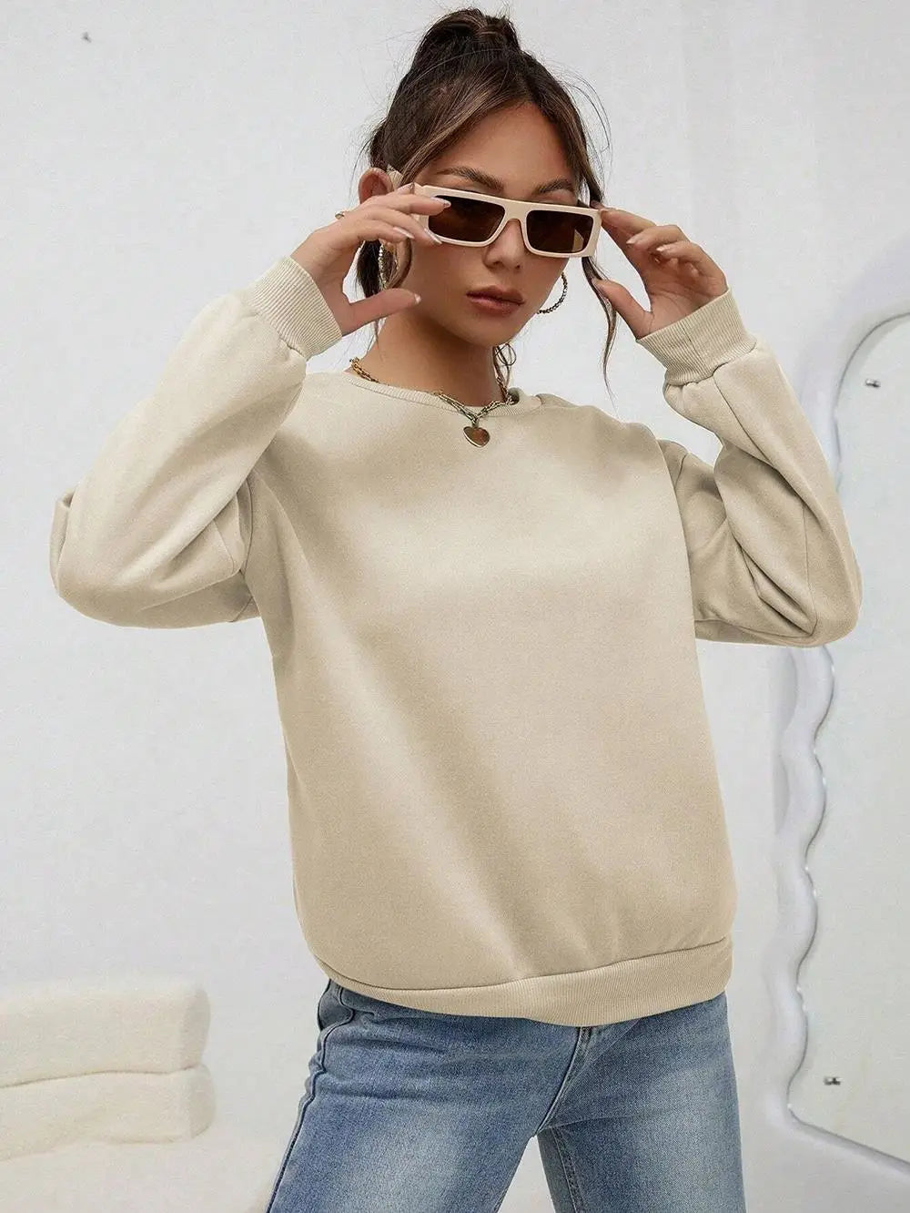 Women Oversized Sweatshirt – Cozy Fleece Casual Pullover