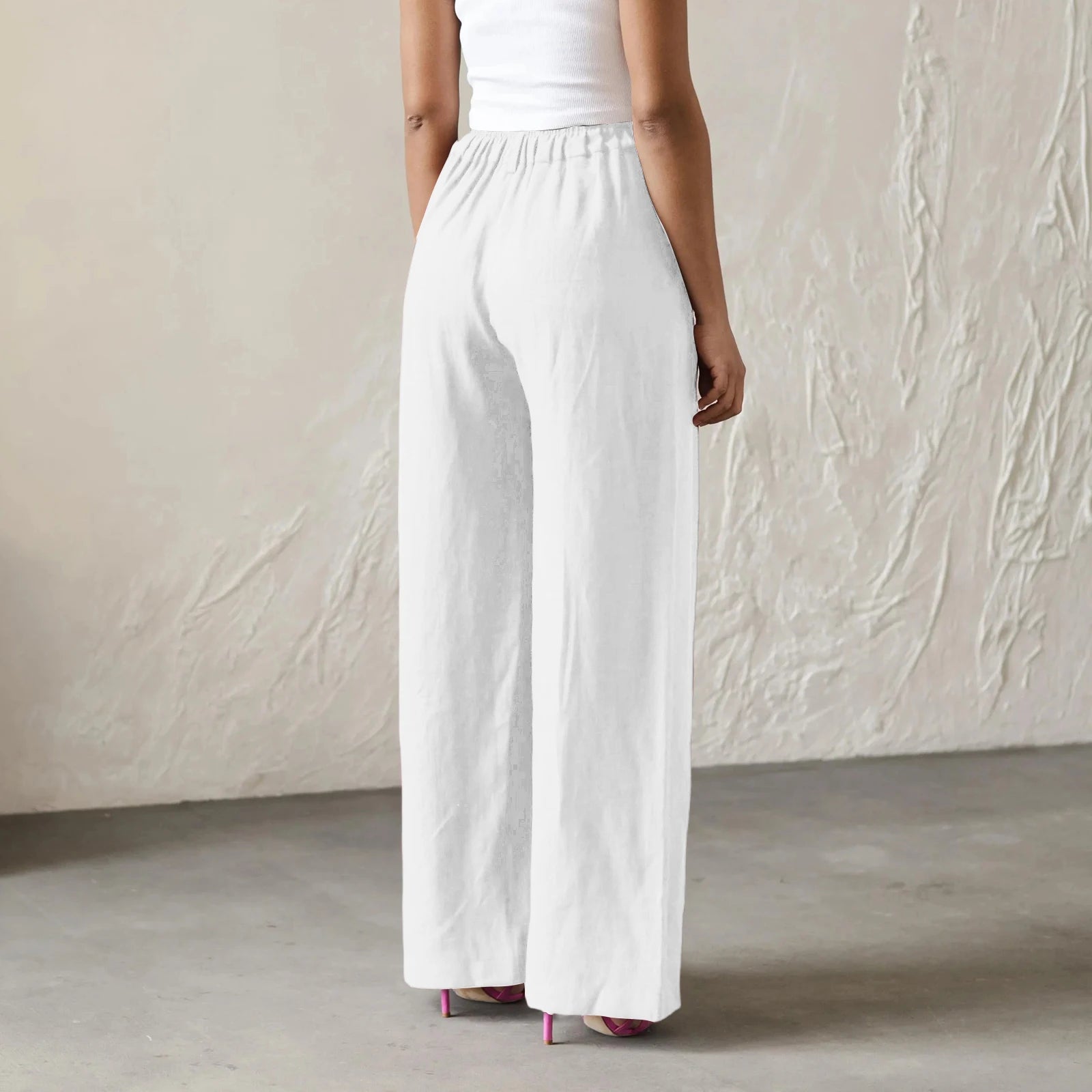 Wide Leg Pants – Women's Linen Blend Casual Loose Trousers