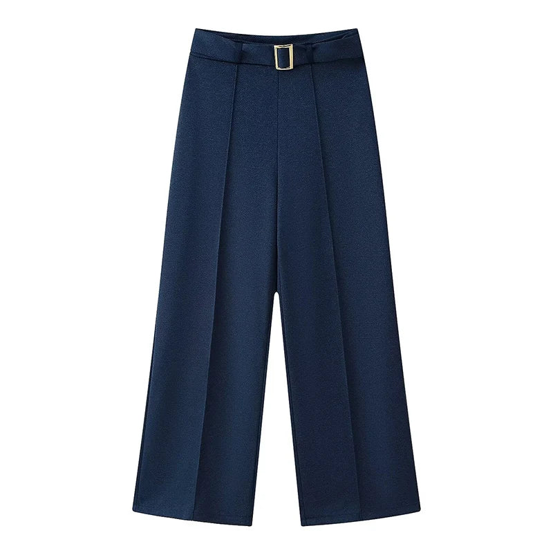 Women's Button Front Crop Top and Flare Pants Set