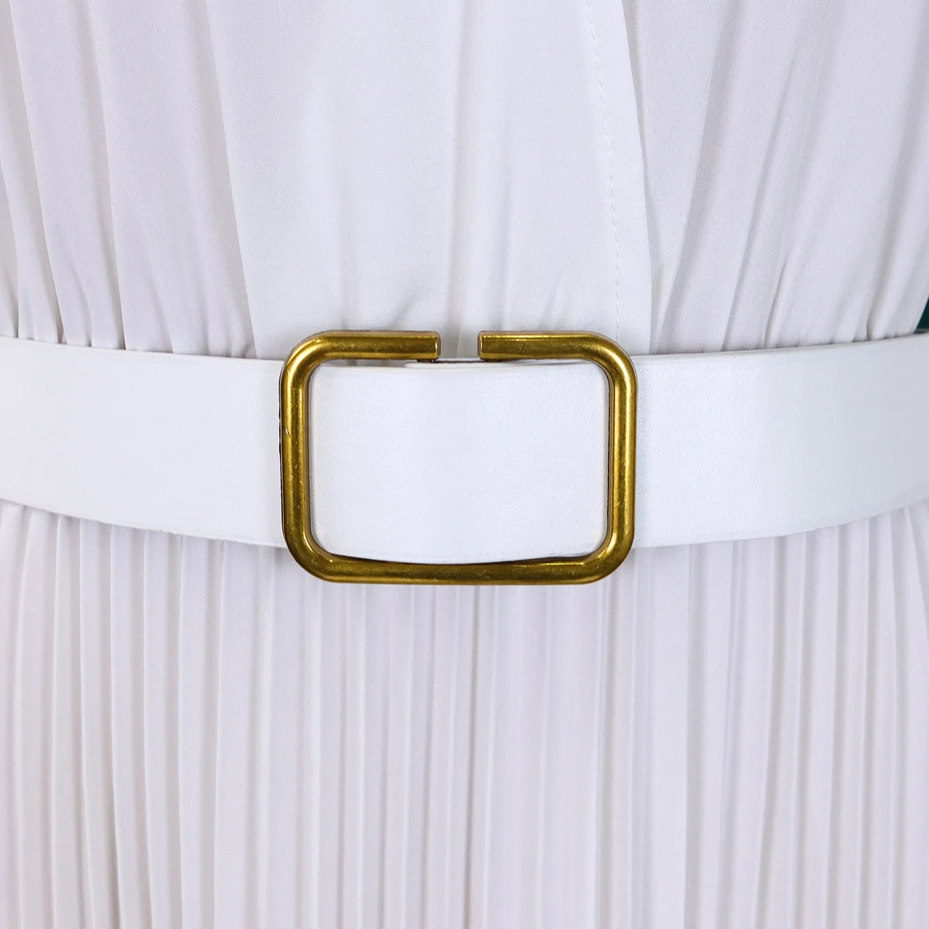 Women's Elegant Dress – Pleated V-Neck Office Style