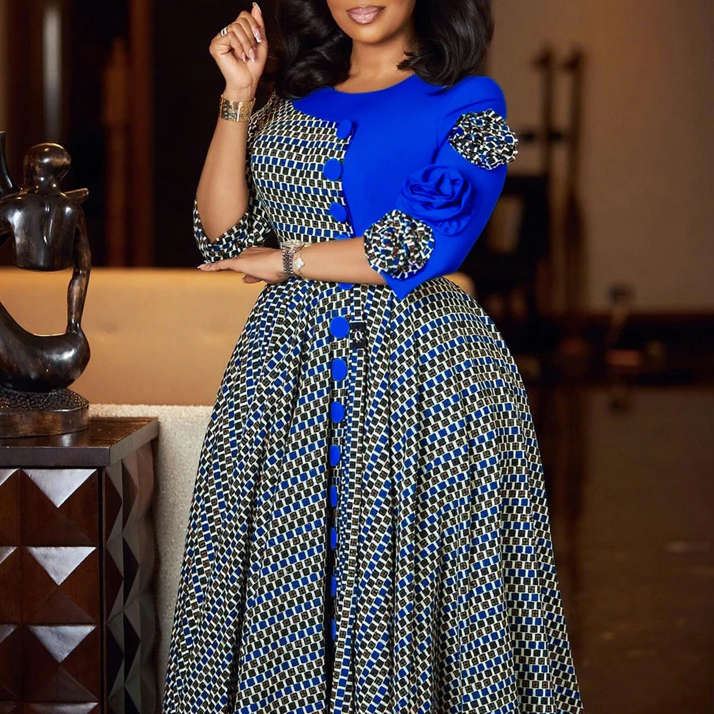 Womens Dress - Elegant Pattern Midi Dress