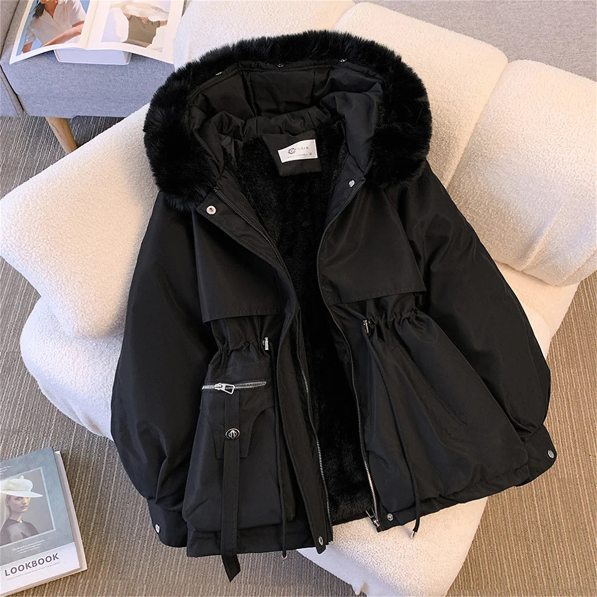 Womens Winter Jacket - Cozy Hooded Puffer Coat