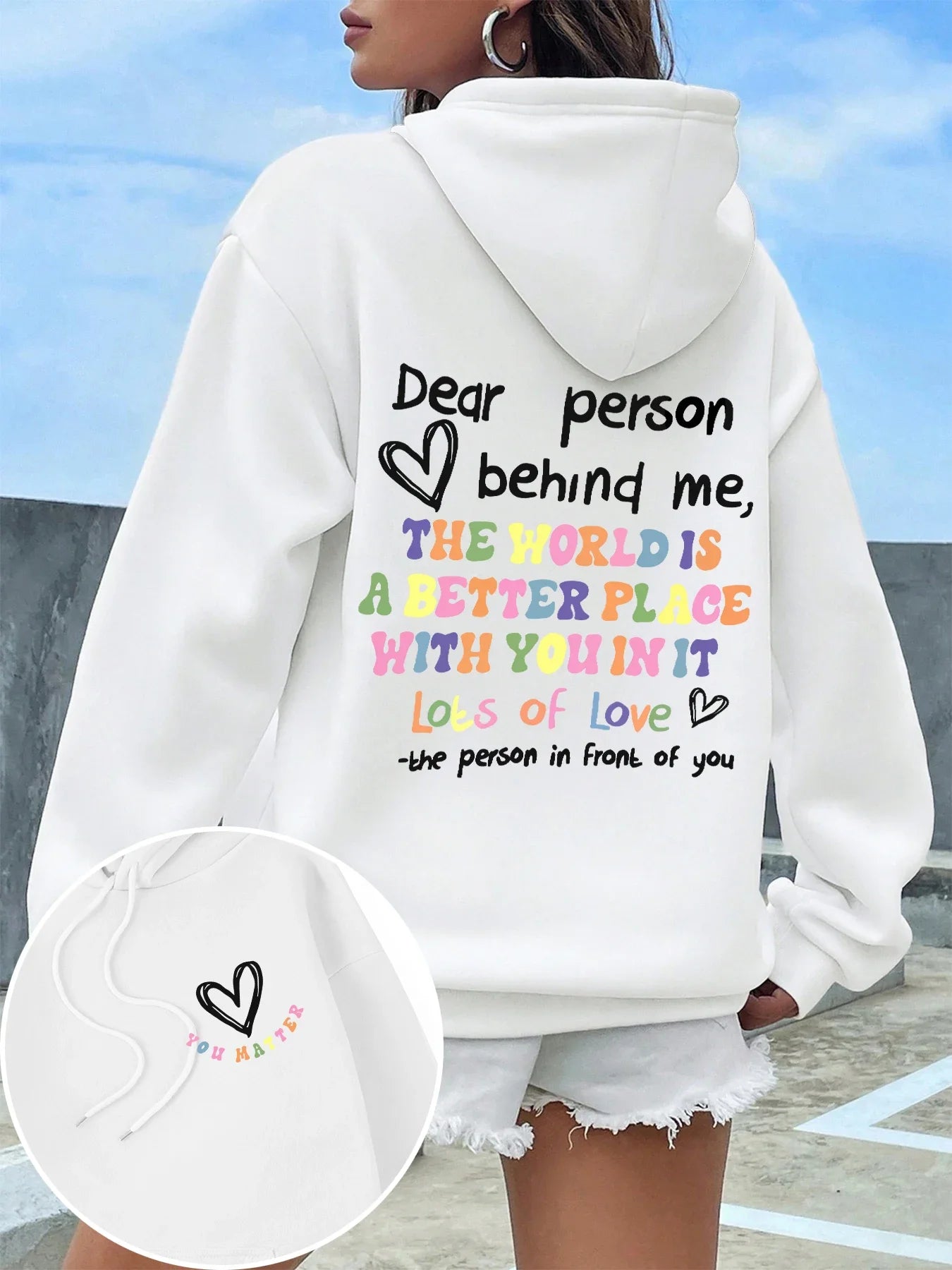 Womens Hoodie - Statement Letter Print Streetwear
