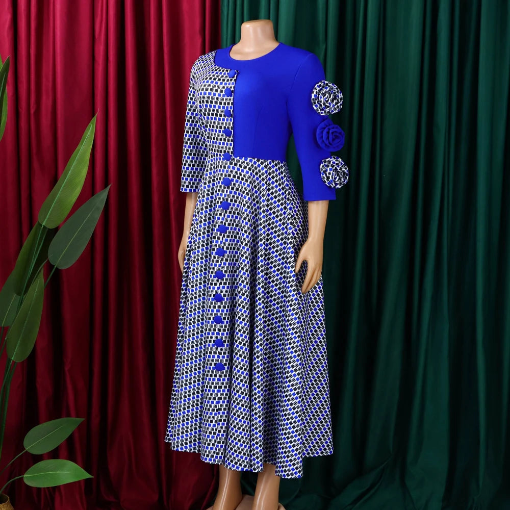 Womens Dress - Elegant Pattern Midi Dress
