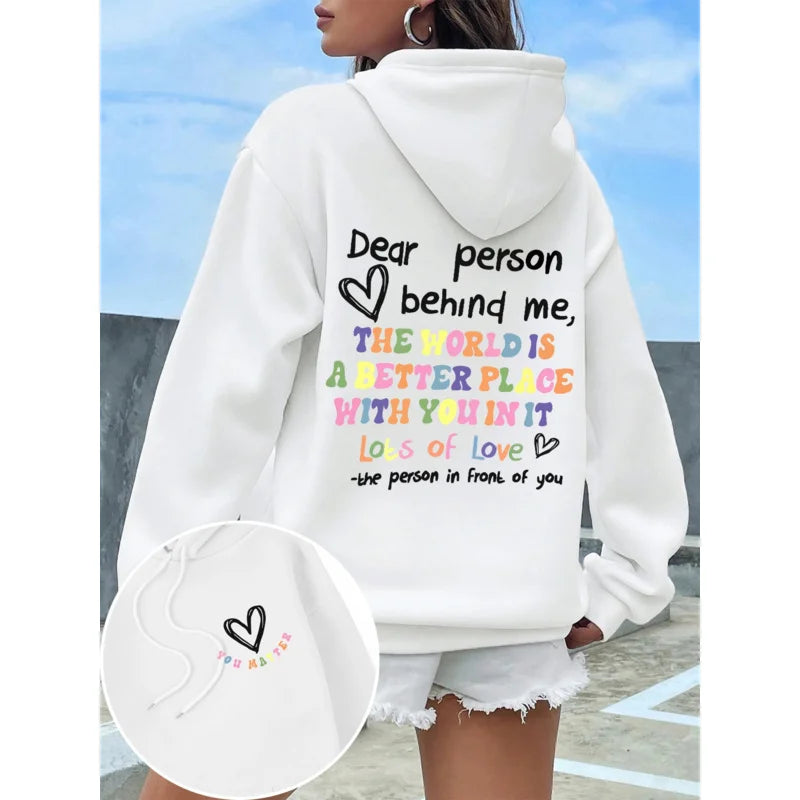 Womens Hoodie - Statement Letter Print Streetwear
