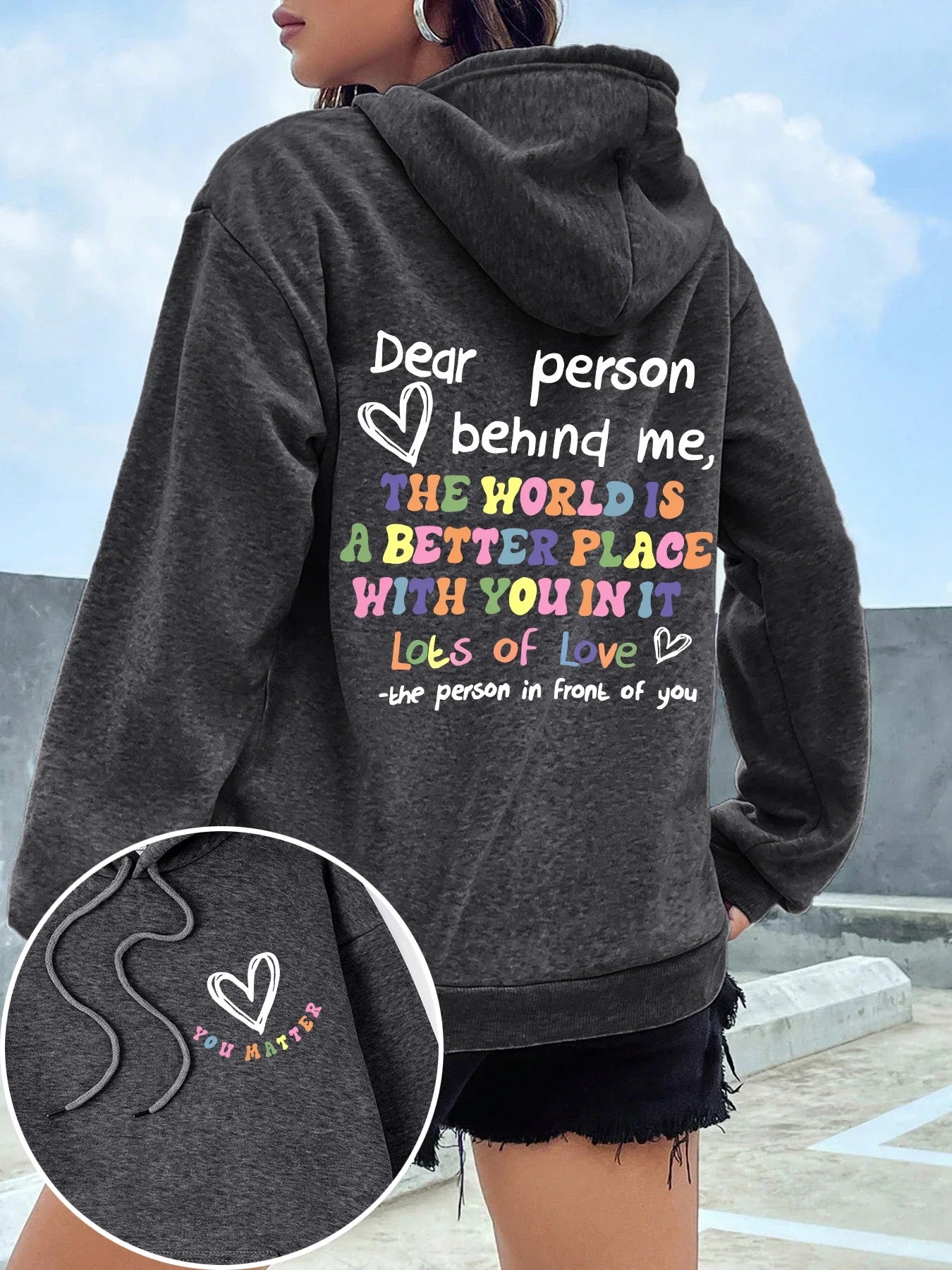 Womens Hoodie - Statement Letter Print Streetwear