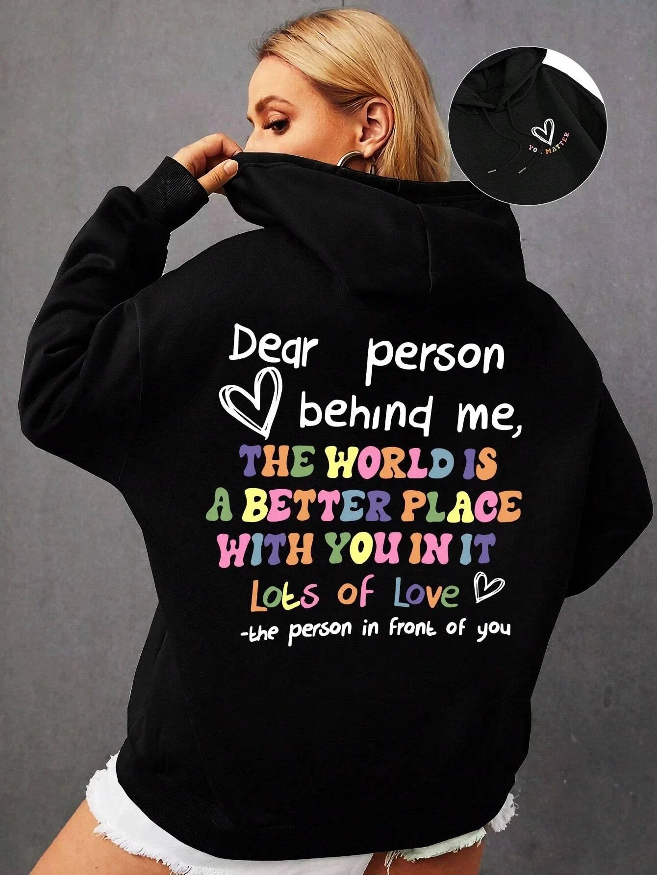 Womens Hoodie - Statement Letter Print Streetwear