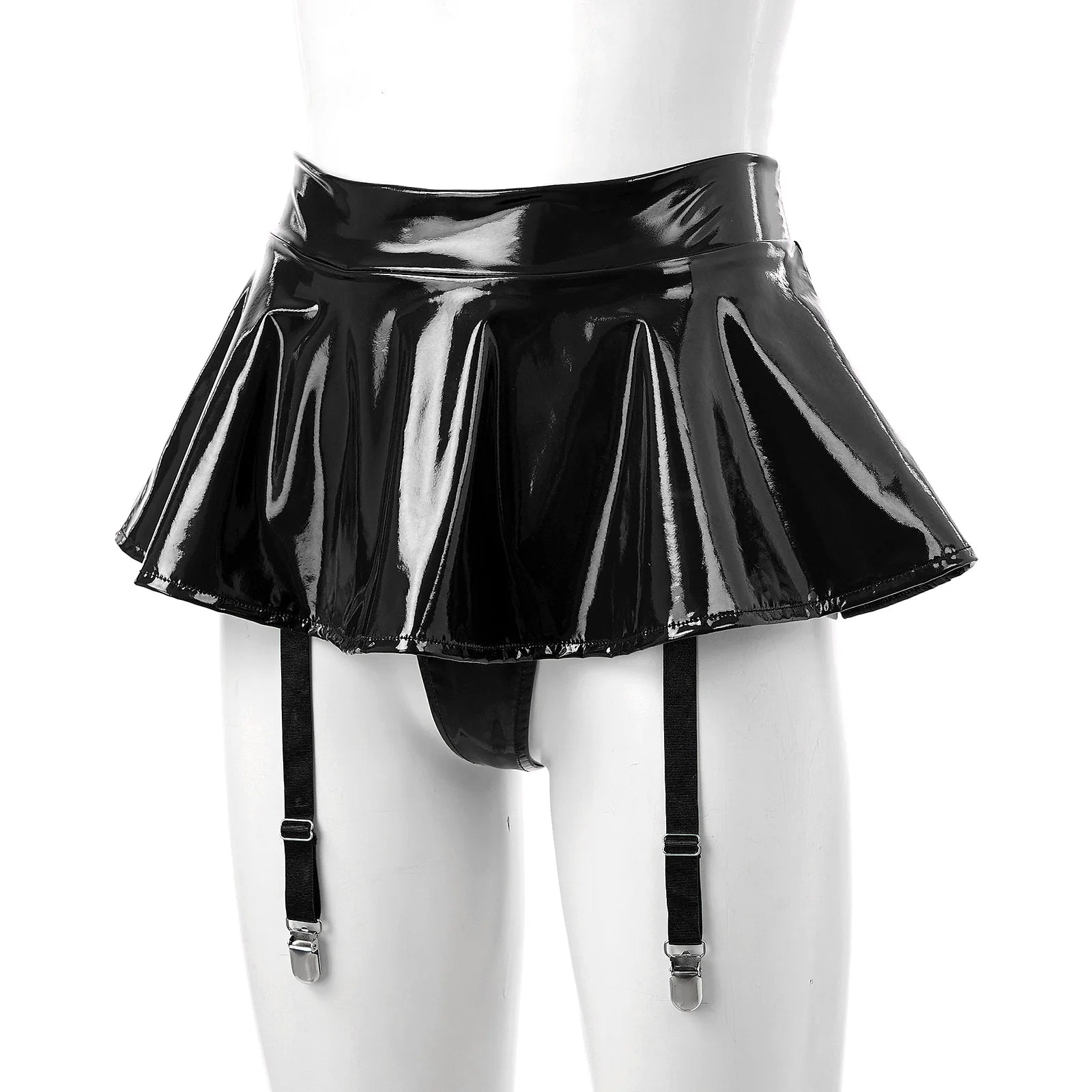 Women's Vinyl Halter Top & Mini Skirt Set