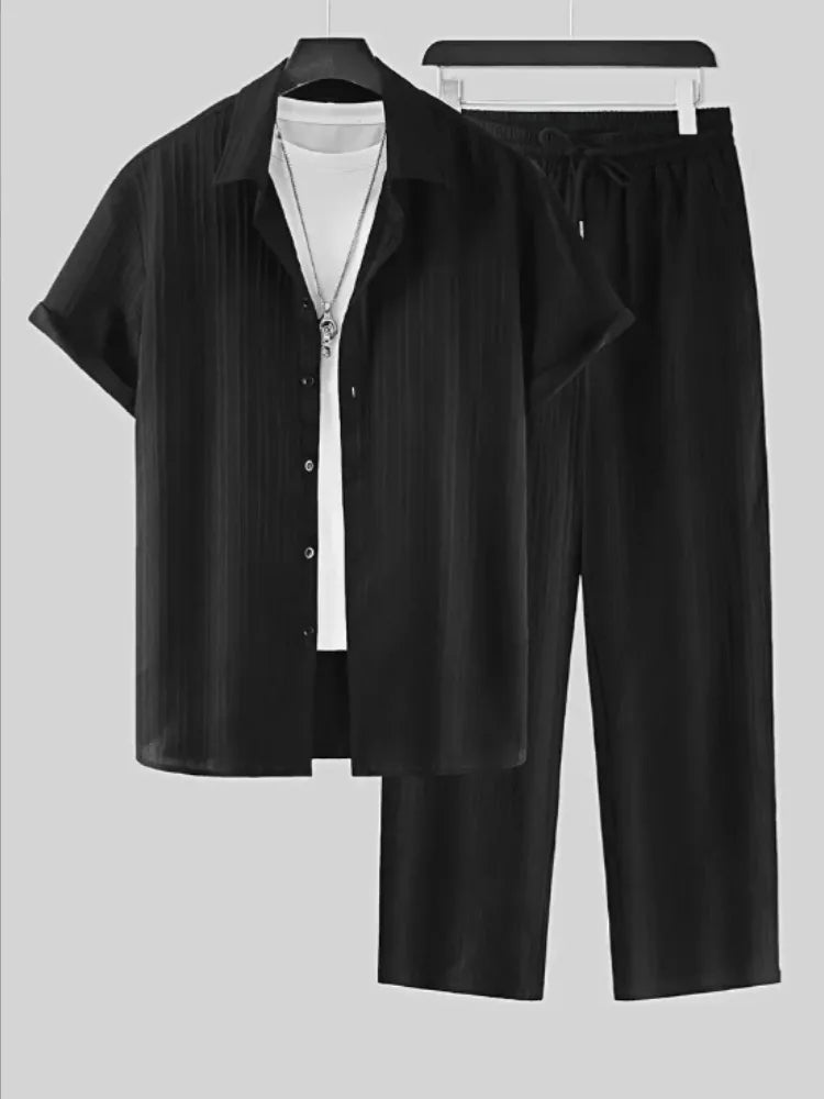 Men's White Pleated Summer Set