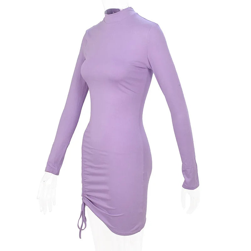 Women Dresses - Elegant Slim Long Sleeve Mini Dress