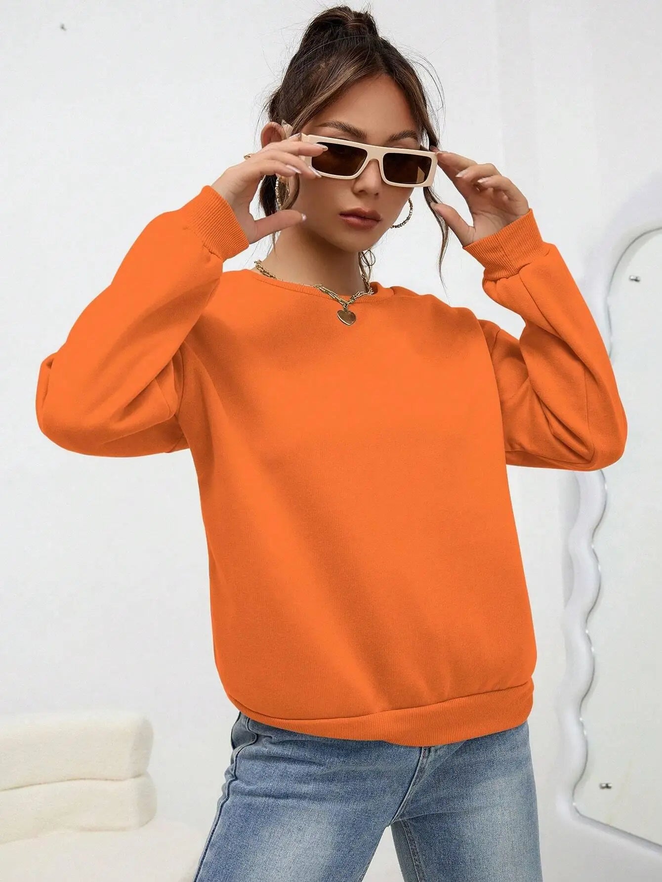 Women Oversized Sweatshirt – Cozy Fleece Casual Pullover