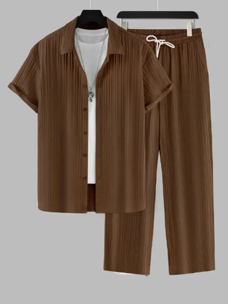 Men's White Pleated Summer Set