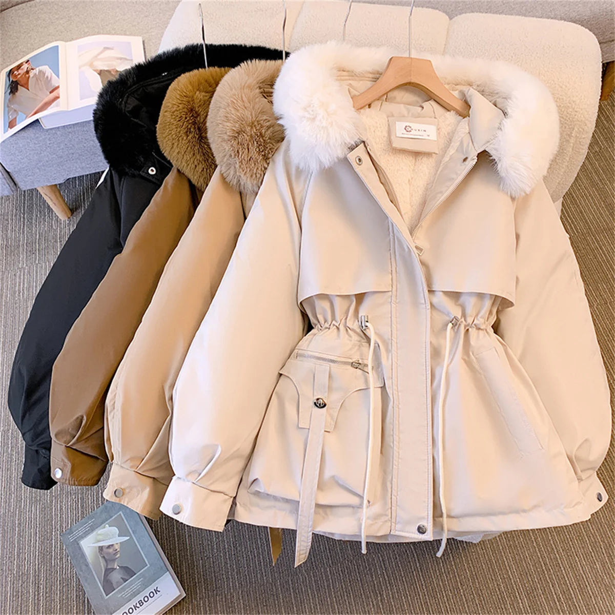 Womens Winter Jacket - Cozy Hooded Puffer Coat