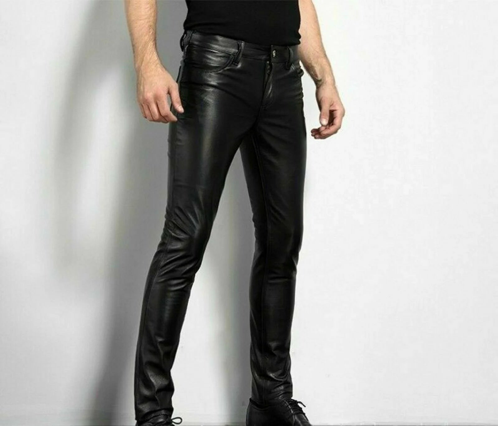 Men's Faux Leather Pants – Slim Fit Moto Streetwear