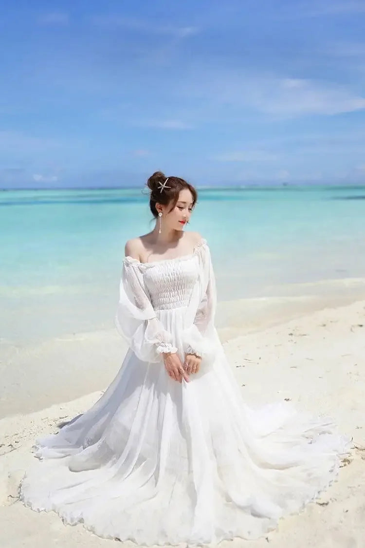 Womens Summer Dress - Off-Shoulder Elegant Style