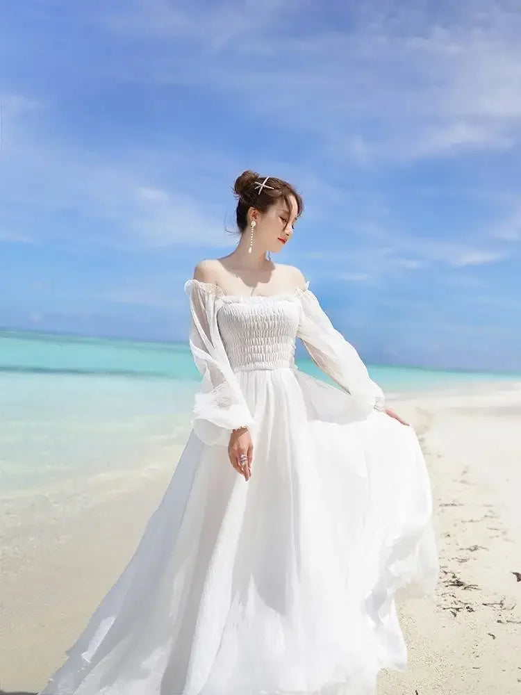 Womens Summer Dress - Off-Shoulder Elegant Style