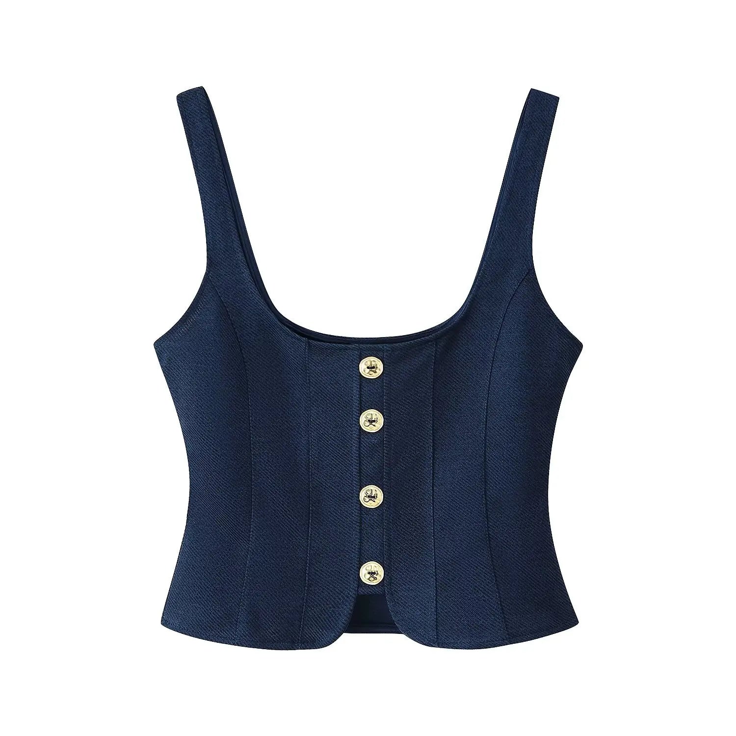 Women's Button Front Crop Top and Flare Pants Set
