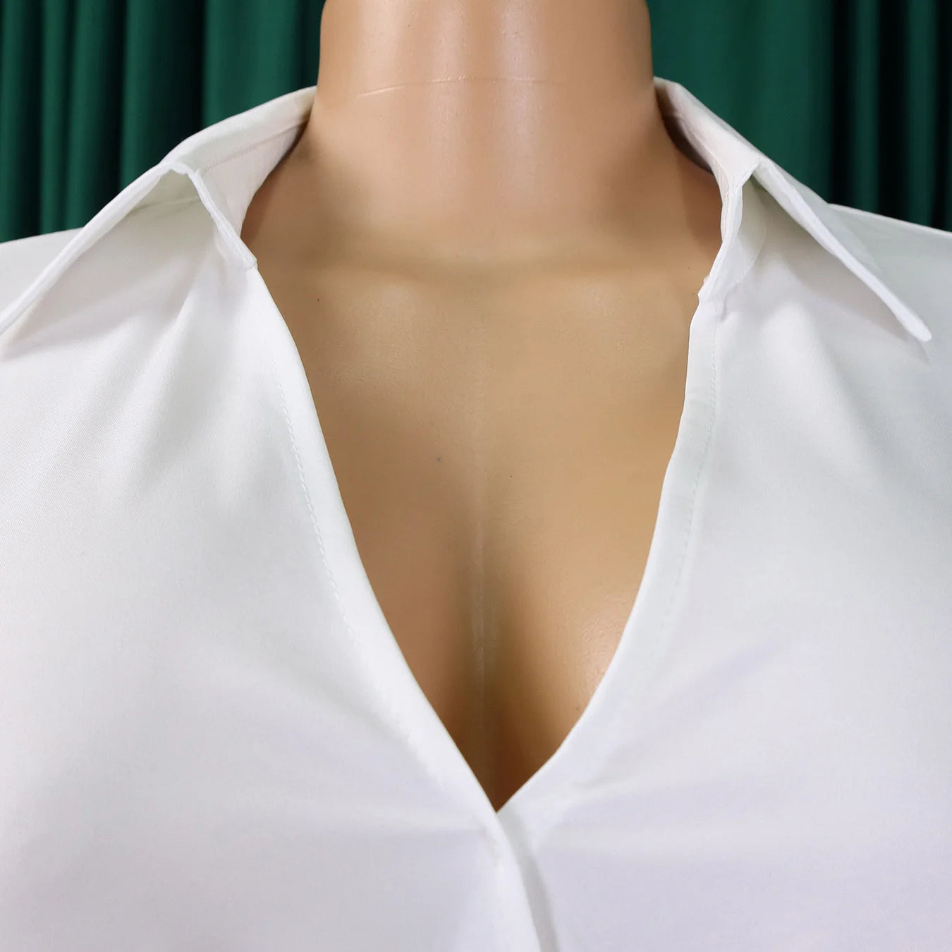 Women's Elegant Dress – Pleated V-Neck Office Style