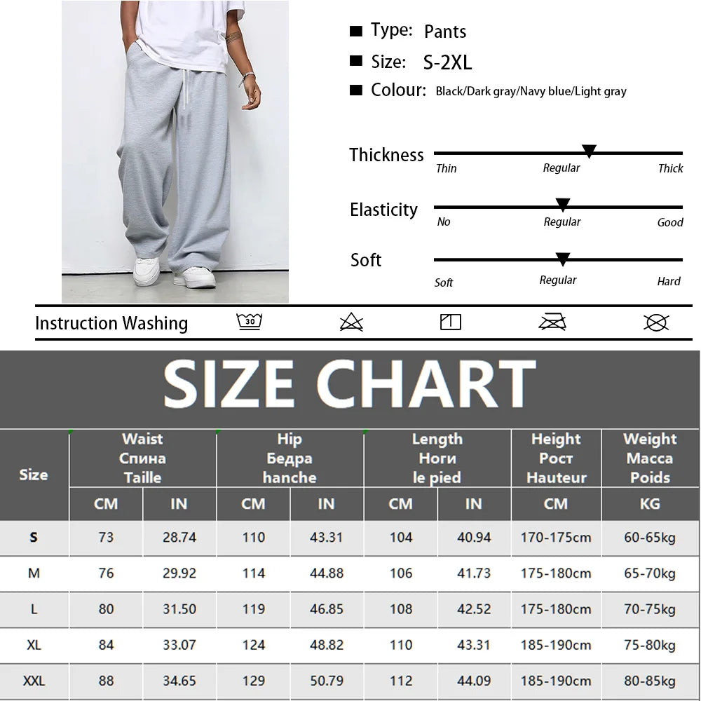 Men's Wide-Leg Pants - Casual Lose Fit Trousers