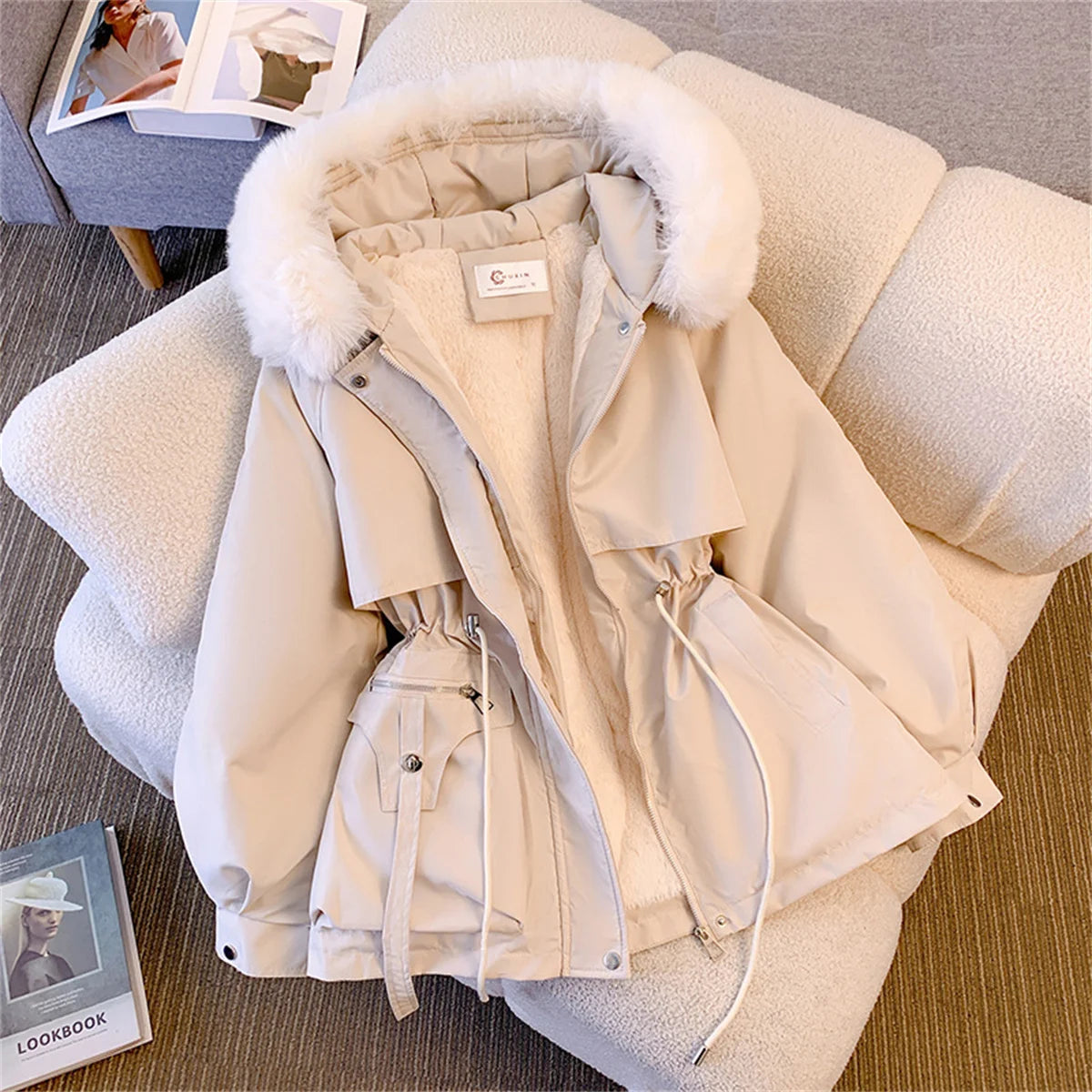 Womens Winter Jacket - Cozy Hooded Puffer Coat