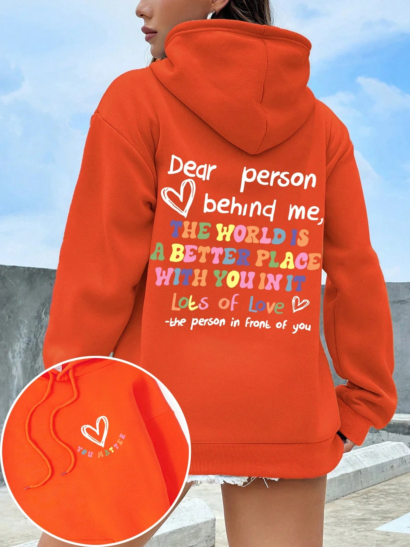 Womens Hoodie - Statement Letter Print Streetwear