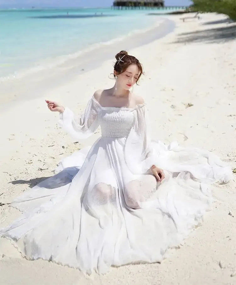 Womens Summer Dress - Off-Shoulder Elegant Style