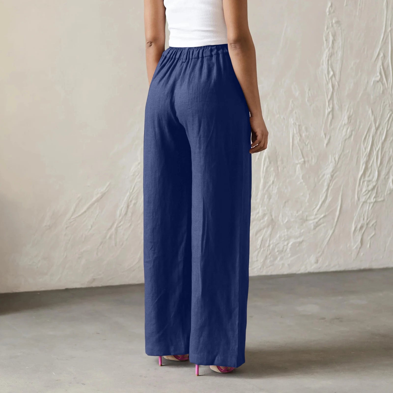 Wide Leg Pants – Women's Linen Blend Casual Loose Trousers