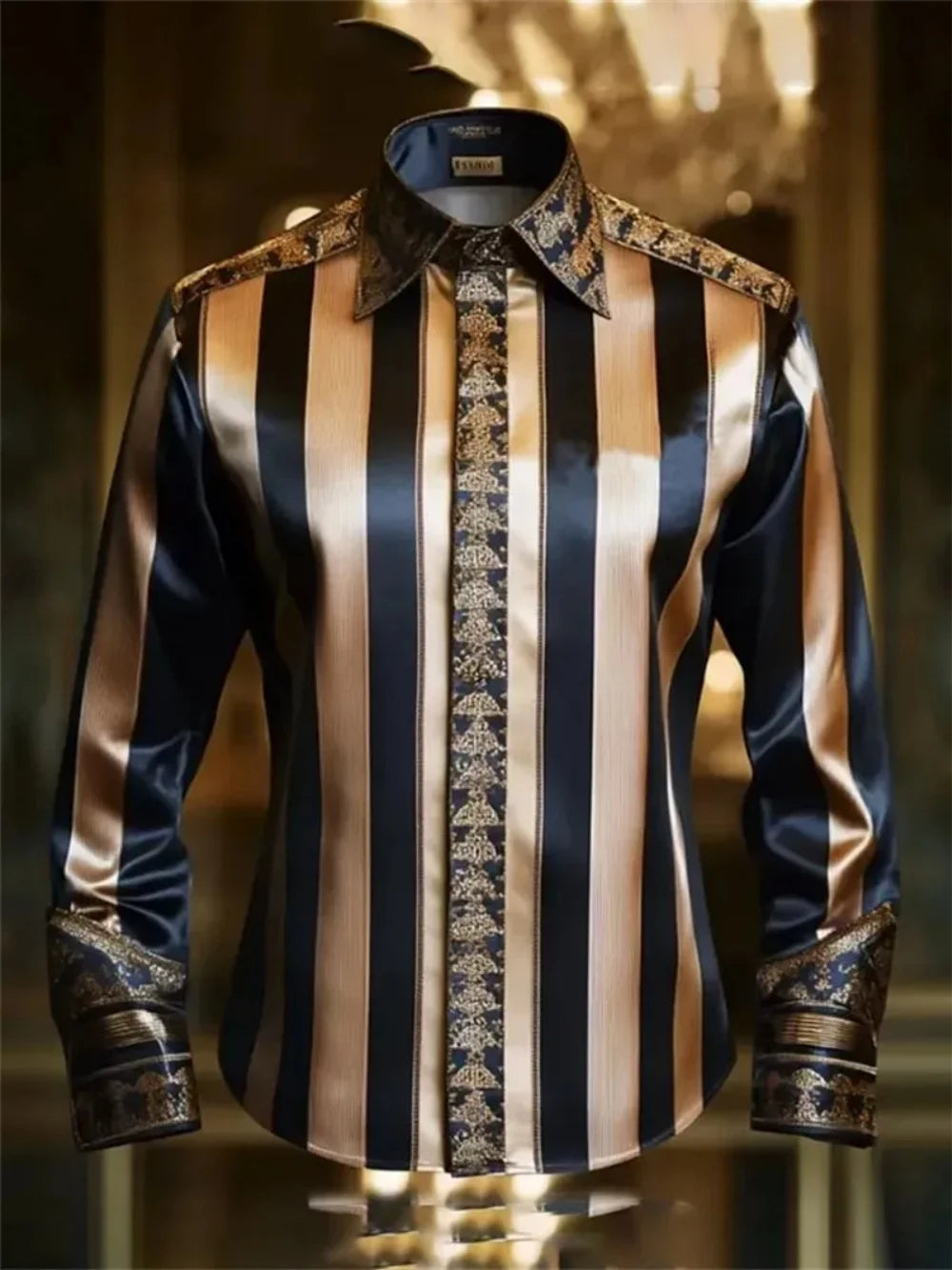 Mens Luxury Shirt - Baroque Style Long Sleeve
